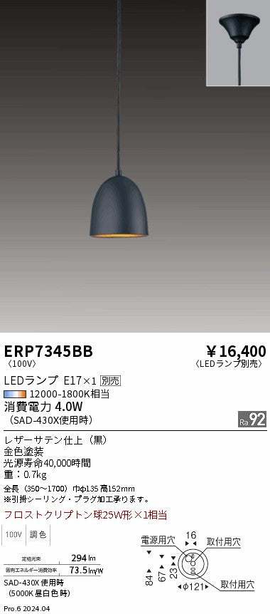 遠藤照明（ENDO）ペンダント ERP7345BB
