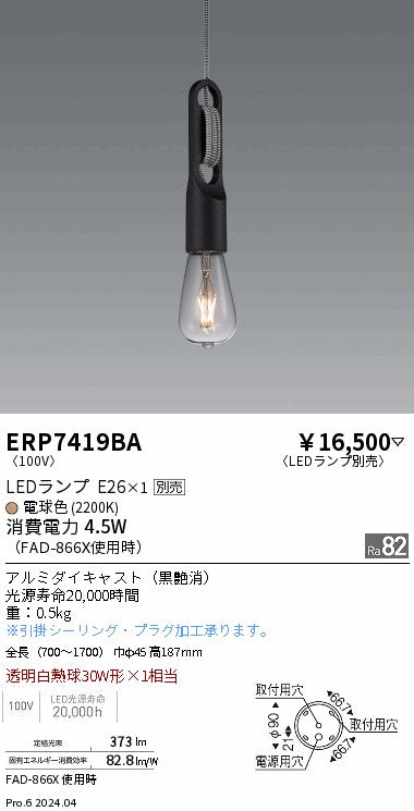 遠藤照明（ENDO）ペンダント ERP7419BA