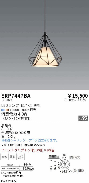 遠藤照明（ENDO）ペンダント ERP7447BA