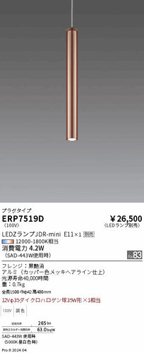 遠藤照明（ENDO）ペンダント ERP7519D