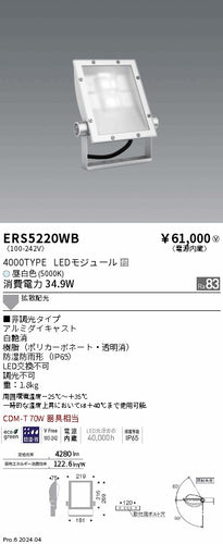 遠藤照明（ENDO）屋外灯 ERS5220WB