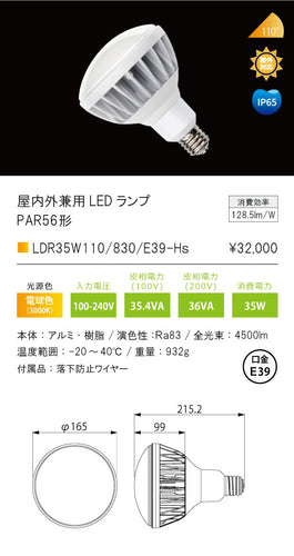 テスライティング（TES LIGHTING）ランプ類 LDR35W110830E39-Hs