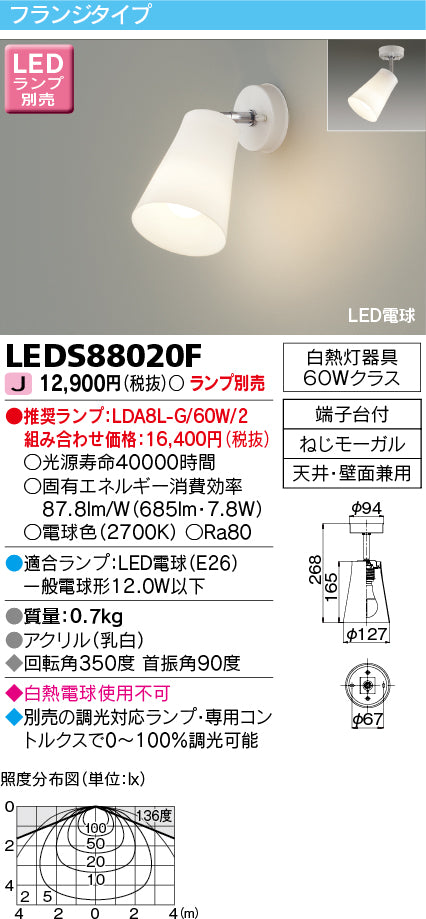 東芝（TOSHIBA）スポットライト LEDS88020F