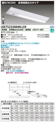 東芝（TOSHIBA）ベースライト LEKTS223084N-LS9