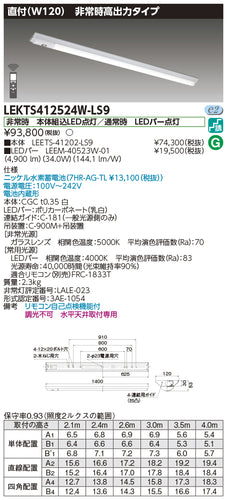 東芝（TOSHIBA）ベースライト LEKTS412524W-LS9