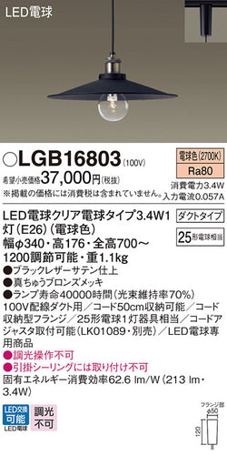 パナソニック（PANASONIC）ペンダント LGB16803