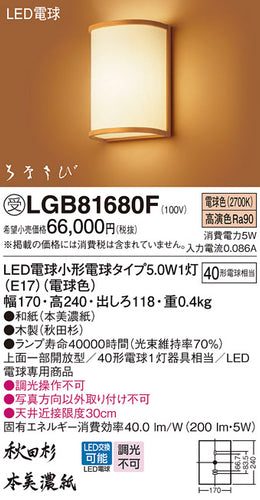 パナソニック（PANASONIC）ブラケット LGB81680F