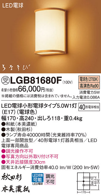 パナソニック（PANASONIC）ブラケット LGB81680F