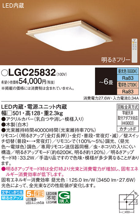 パナソニック（PANASONIC）シーリングライト LGC25832