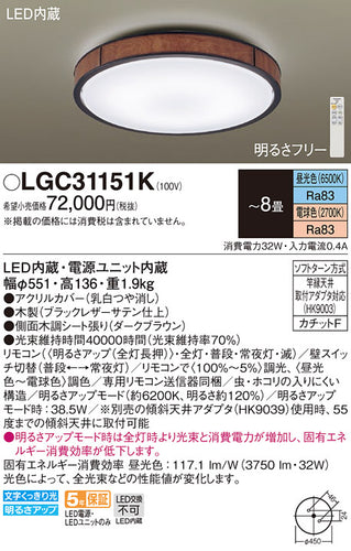 パナソニック（PANASONIC）シーリングライト LGC31151K