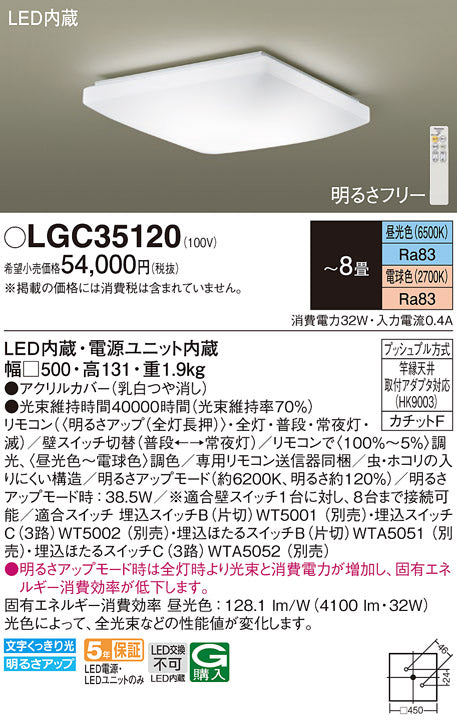 パナソニック（PANASONIC）シーリングライト LGC35120