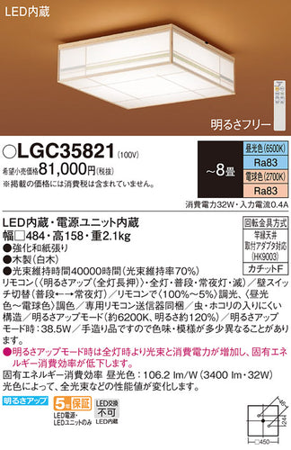 パナソニック（PANASONIC）シーリングライト LGC35821