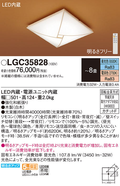 パナソニック（PANASONIC）シーリングライト LGC35828