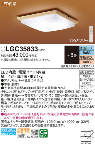 パナソニック（PANASONIC）シーリングライト LGC35833