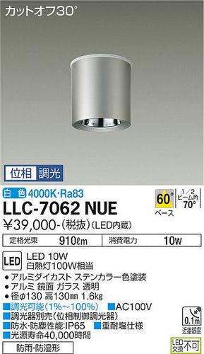 ダイコー（DAIKO）ポーチライト LLC-7062NUE