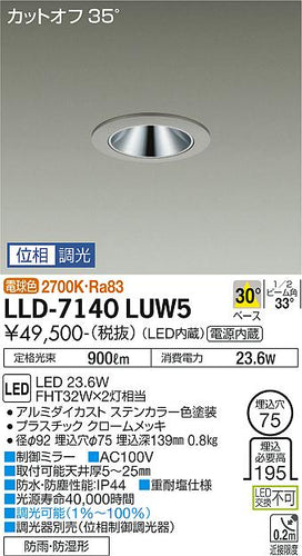 ダイコー（DAIKO）屋外灯 LLD-7140LUW5