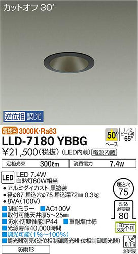 ダイコー（DAIKO）屋外灯 LLD-7180YBBG