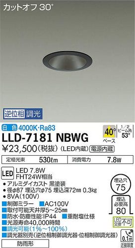 ダイコー（DAIKO）屋外灯 LLD-7181NBWG
