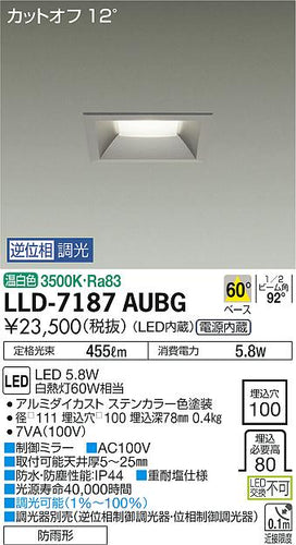 ダイコー（DAIKO）屋外灯 LLD-7187AUBG