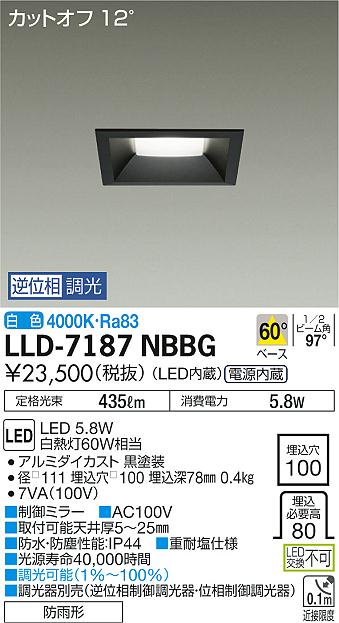ダイコー（DAIKO）屋外灯 LLD-7187NBBG
