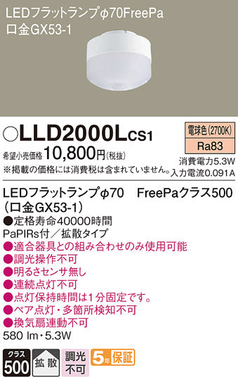 パナソニック（PANASONIC）ランプ類 LLD2000LCS1