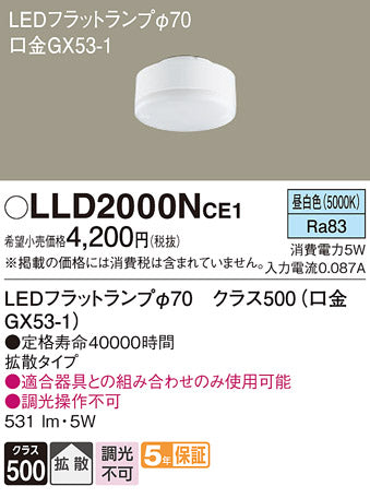 パナソニック（PANASONIC）ランプ類 LLD2000NCE1