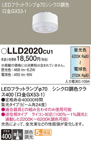 パナソニック（PANASONIC）ランプ類 LLD2020CU1