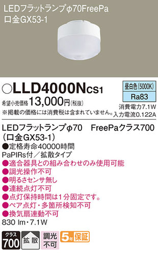 パナソニック（PANASONIC）ランプ類 LLD4000NCS1