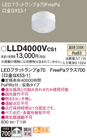 パナソニック（PANASONIC）ランプ類 LLD4000VCS1