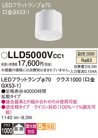パナソニック（PANASONIC）ランプ類 LLD5000VCC1