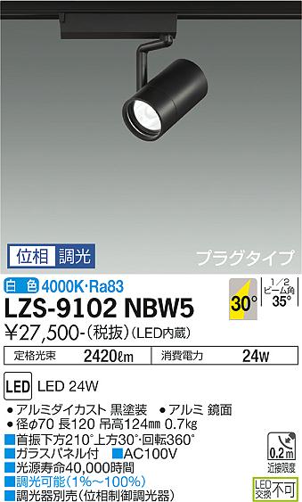 ダイコー（DAIKO）スポットライト LZS-9102NBW5