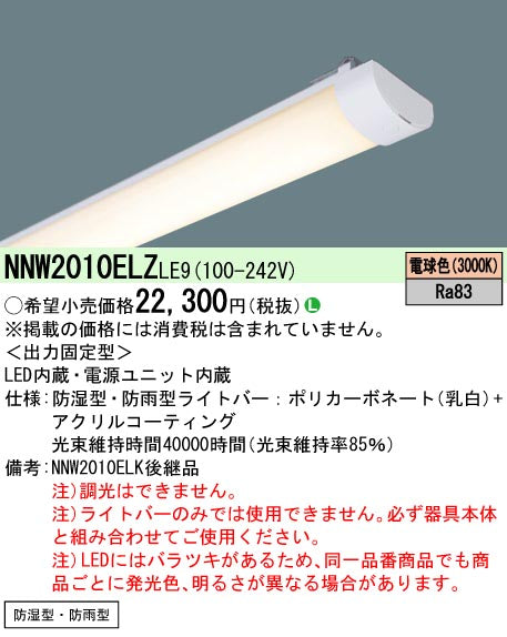 パナソニック（PANASONIC）ランプ類 NNW2010ELZLE9