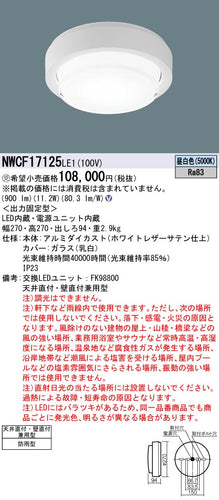 パナソニック（PANASONIC）ポーチライト NWCF17125LE1