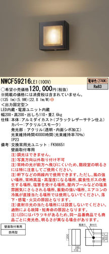 パナソニック（PANASONIC）ポーチライト NWCF59216LE1