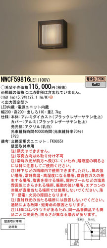 パナソニック（PANASONIC）ポーチライト NWCF59816LE1