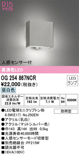 オーデリック（ODELIC）ポーチライト OG254867NCR
