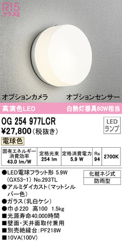 オーデリック（ODELIC）ポーチライト OG254977LCR