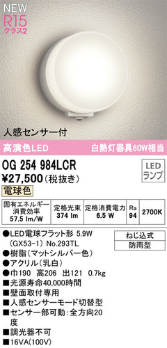 オーデリック（ODELIC）ポーチライト OG254984LCR