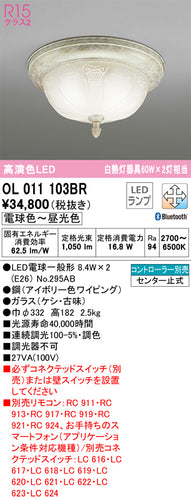 オーデリック（ODELIC）シーリングライト OL011103BR