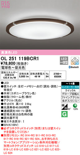 オーデリック（ODELIC）シーリングライト OL251119BCR1