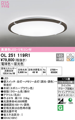 オーデリック（ODELIC）シーリングライト OL251119R1