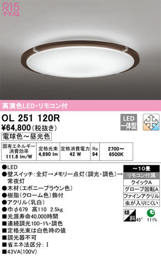 オーデリック（ODELIC）シーリングライト OL251120R