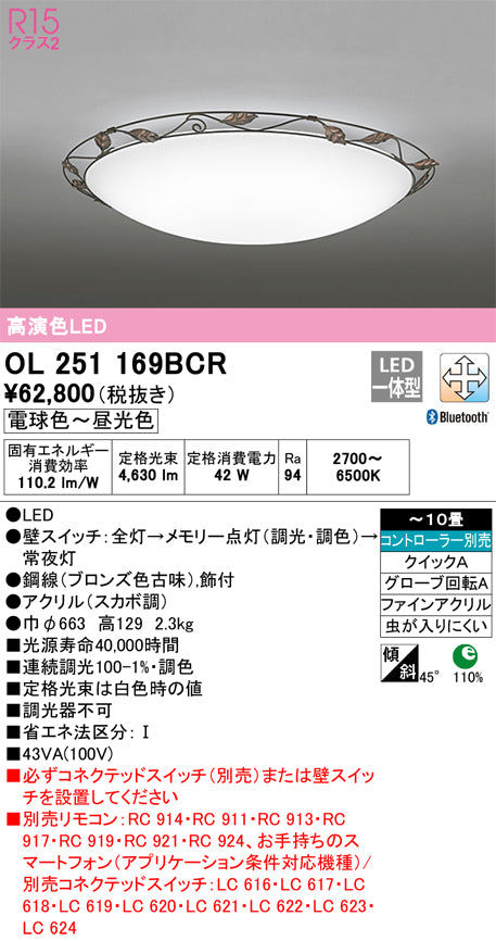 オーデリック（ODELIC）シーリングライト OL251169BCR