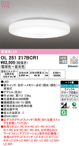 オーデリック（ODELIC）シーリングライト OL251217BCR1