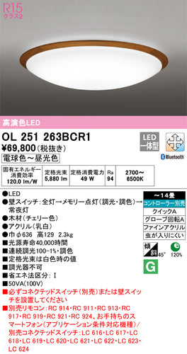 オーデリック（ODELIC）シーリングライト OL251263BCR1