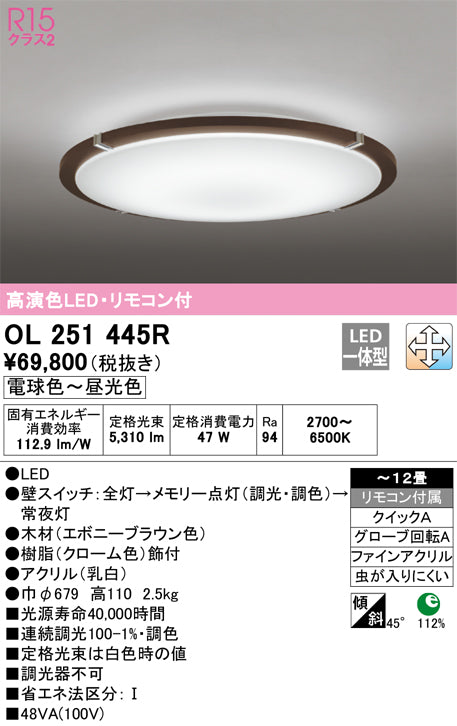 オーデリック（ODELIC）シーリングライト OL251445R