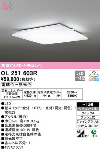 オーデリック（ODELIC）シーリングライト OL251603R