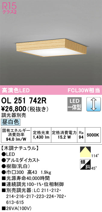 オーデリック（ODELIC）シーリングライト OL251742R