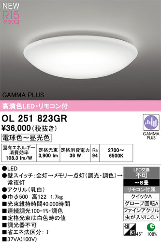 オーデリック（ODELIC）シーリングライト OL251823GR