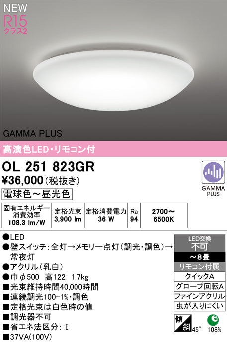 オーデリック（ODELIC）シーリングライト OL251823GR